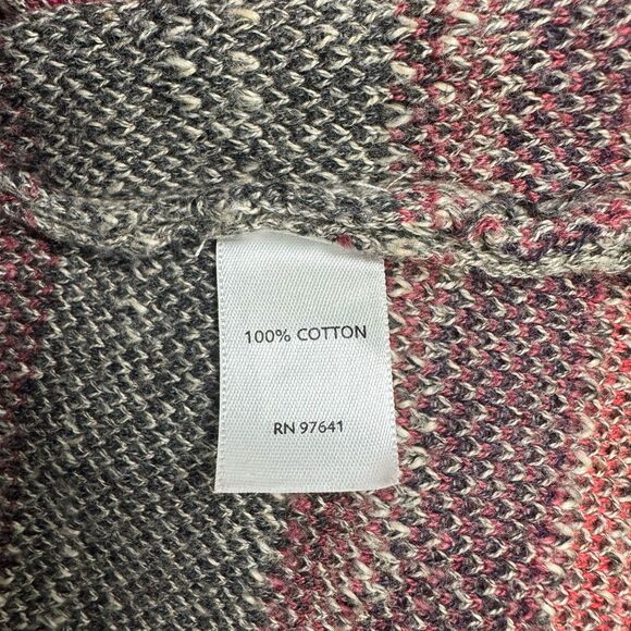 J Jill Open Front Cardigan High Low Grey Boho Aztec Cotton Knit Medium - Picture 4 of 7